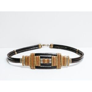 Handcrafted leather and metal belt - 30" long